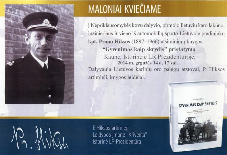 Prano Hiksos atsiminimų knygos „Gyvenimas kaip skrydis“ pristatymas