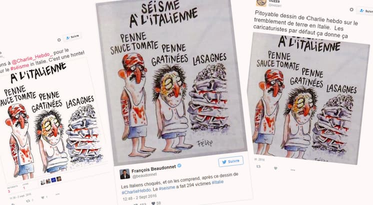 „Charlie Hebdo“ išsityčiojo iš žemės drebėjimo Italijoje
