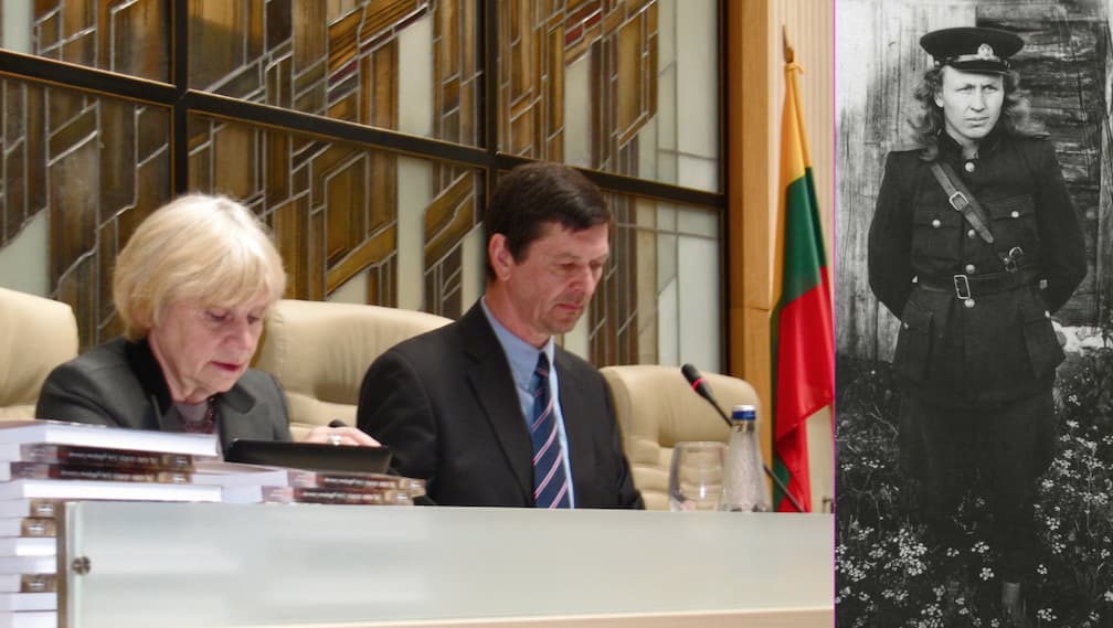 Lietuvos gyventojų genocido ir rezistencijos tyrimo centro generalinė direktorė Teresė Birutė Burauskaitė (kairėje) ir Lietuvos didvyris, partizanas Siaubūnas (dešinėje).