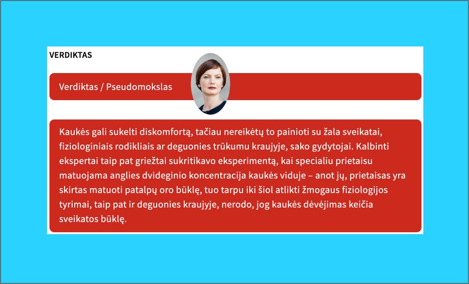 Valstybinis transliuotojas ištyrė, kad veido kaukes devėti nepavojinga