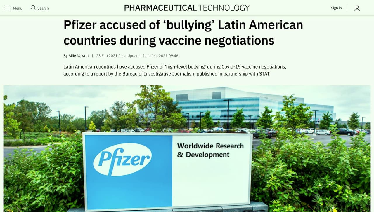 Ar firma „Pfizer“ išprievartavo tik Argentiną? O Lietuvą ar ES prievartavo?