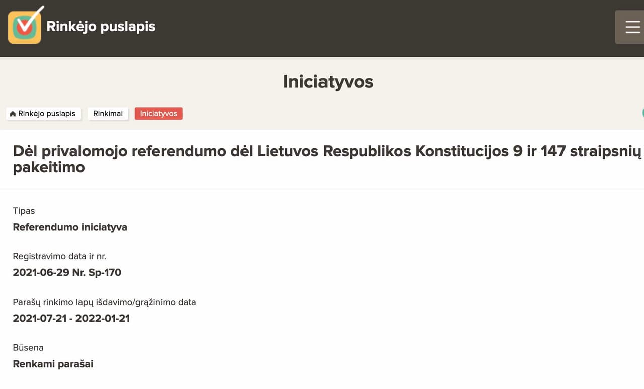 Referendumo iniciatyvos Lietuvoje vyks