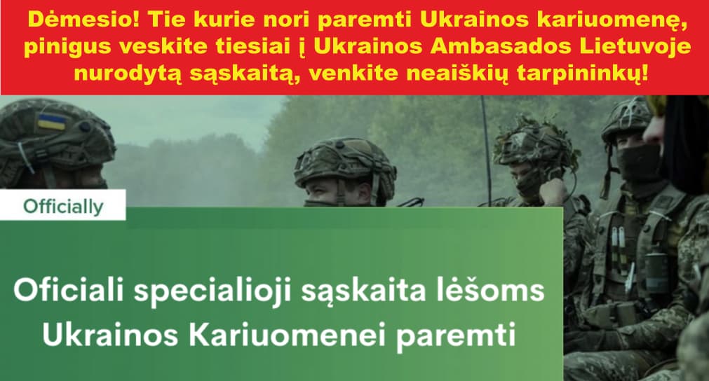 Oficiali specialioji sąskaita lėšoms Ukrainos Kariuomenei paremti