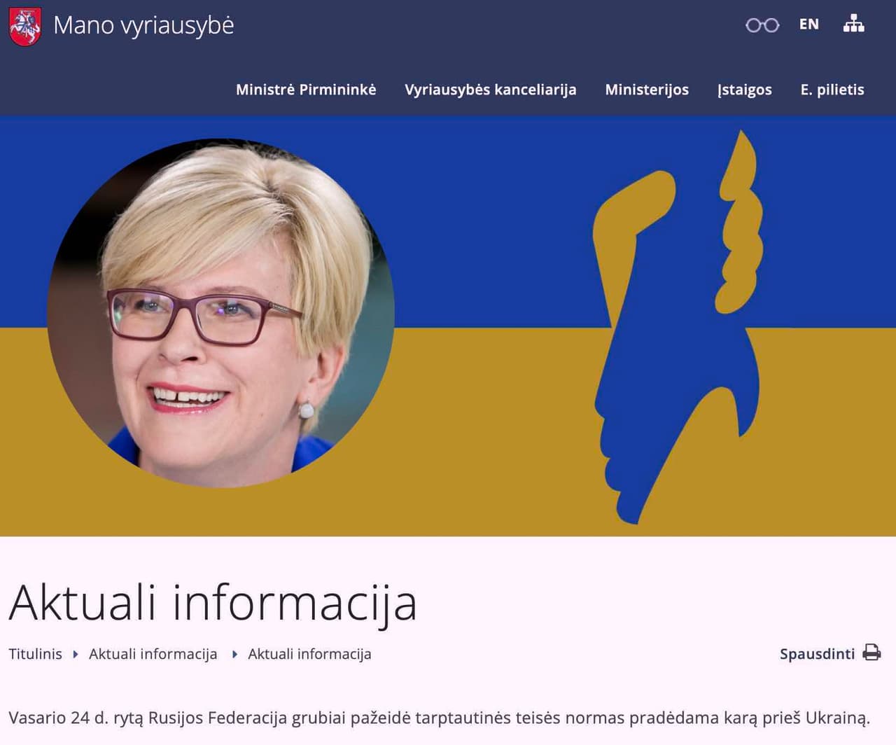 Šimonytės vadovaujama vyriausybė nežino, kada Rusija pradėjo karą prieš Ukrainą