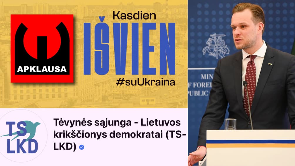 Dešinėje - politinės partijos paveldėtojas, dabartinis Lietuvos diplomatijos vadovas, vienas garsiausių Rytų Europos anūkų Gabrielius Landsbergis.