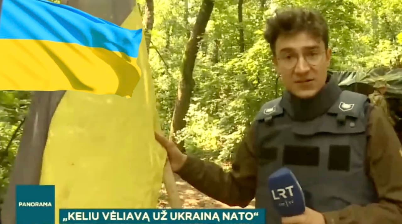 Ukrainos vėliava su skylutėmis, paskatins Vilniuje pakviesti Ukrainą į NATO