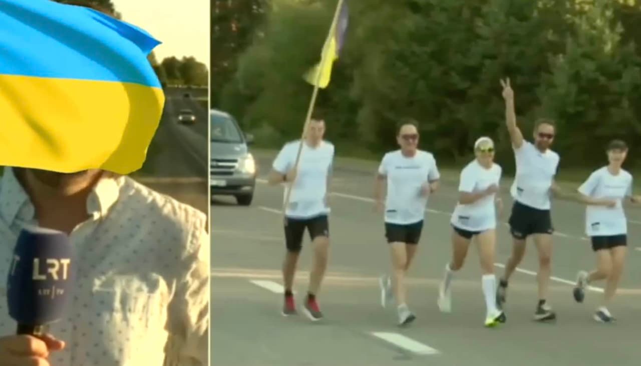 Pasaulio dėmesį atkreipęs bėgimas su skylėta Ukrainos vėliava, pasiekė finišo tiesiąją