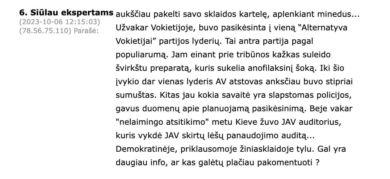 Klausia ekspertai.eu tinklalapio komentuotojai: gal kas turite apie tai daugiau informacijos?