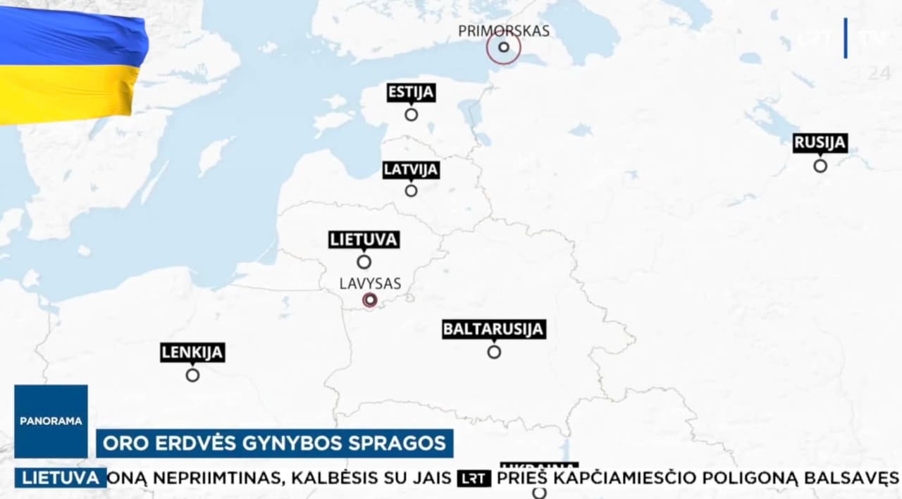 LRT parodė žemėlapį iš kur atskrido dronas ir sprogo Varėnos rajone