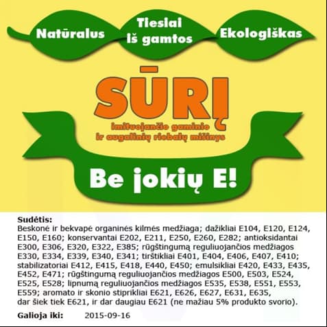 Etikečių verslas "Jokių E", bet su natrio benzoatu. Paveikslėlis iš "bioblogas.wordpress.com"
